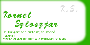 kornel szloszjar business card